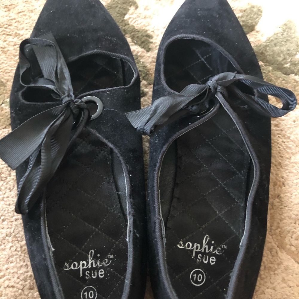 Cute velour tie flat shoes women’s